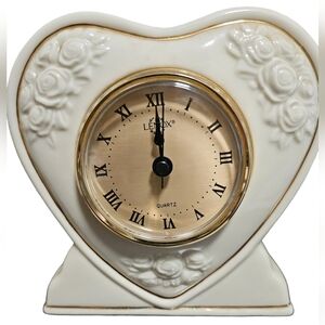 LENOX Porcelain Heart Clock with Roses